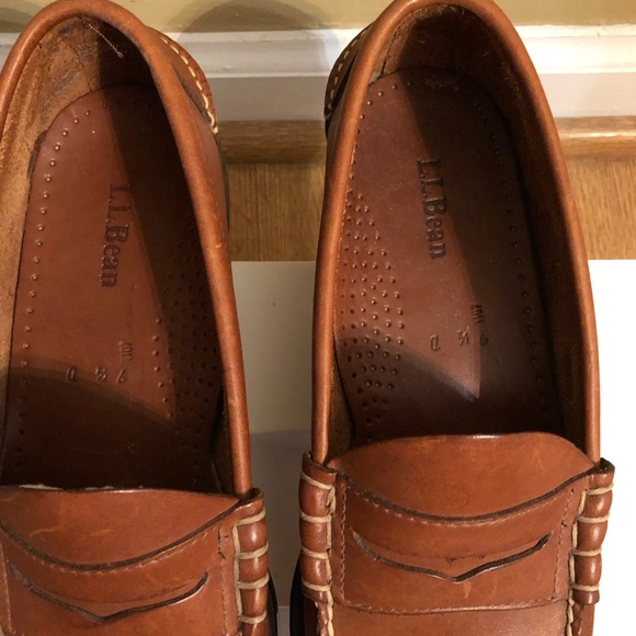LL Bean Men’s Brown Leather Penny Loafers Slip on Casual Shoes Sz. 9 1/2 D. - Picture 2 of 8
